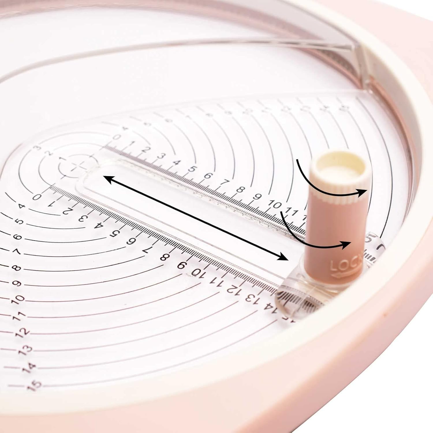Detalle de Vaessen Creative Cutter Circulaire Ø 2,5 à Ø 15 cm – 3 Lames de Rechange – Coupe Papier Cercle Rose