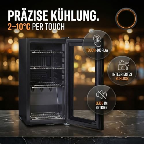 Detalle 2 de Sommertal Getränkekühlschrank 50L mit Glastür, Touchscreen & abschließbar