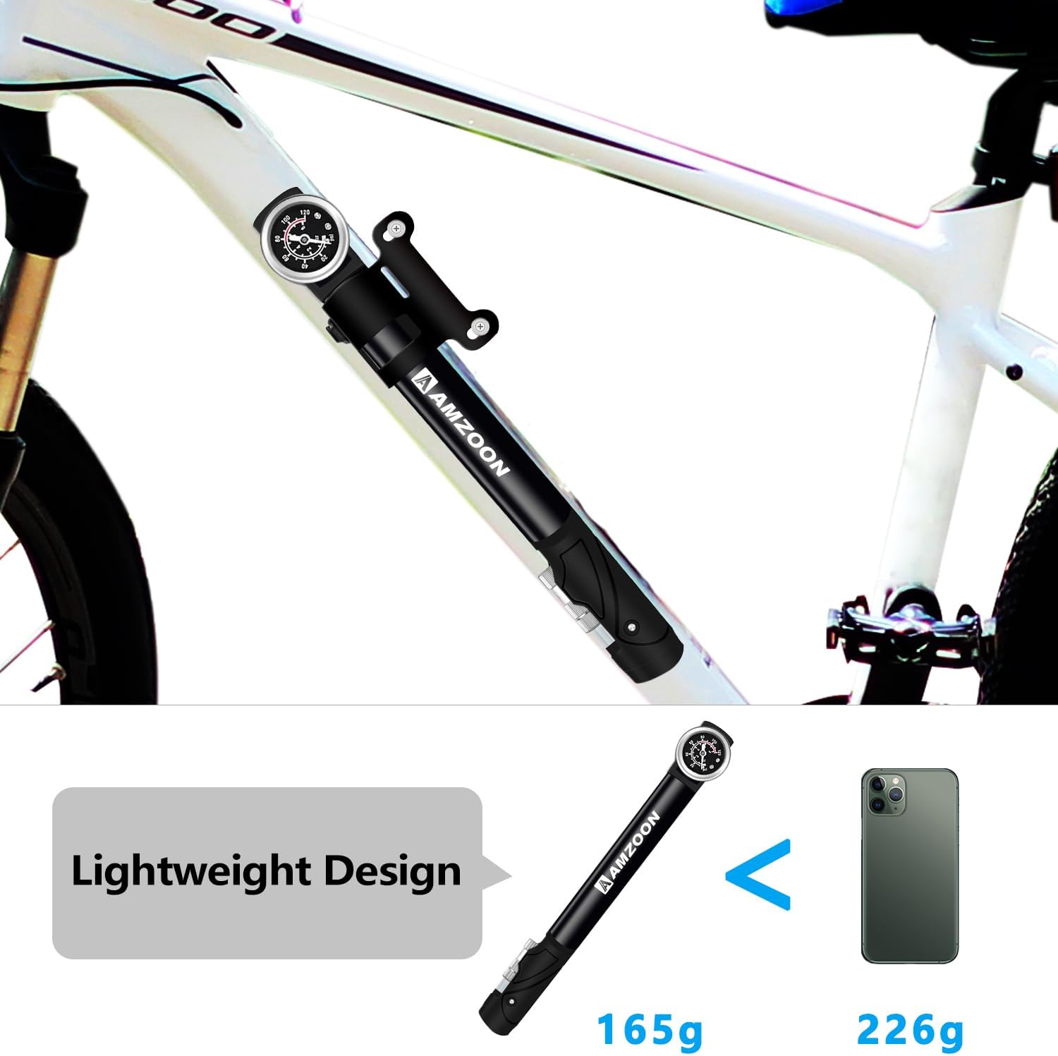 Thumbnail 5 de AMZOON Bike Pump with Gauge 120 PSI