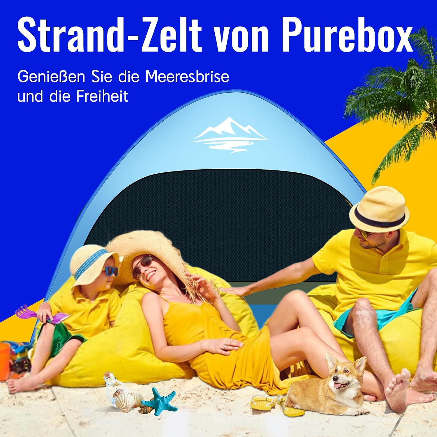 Thumbnail 6 de Strandmuschel Pop Up Strandzelt 3-4 Personen – UV-Schutz 50+, Windstabil, schnell aufgebaut