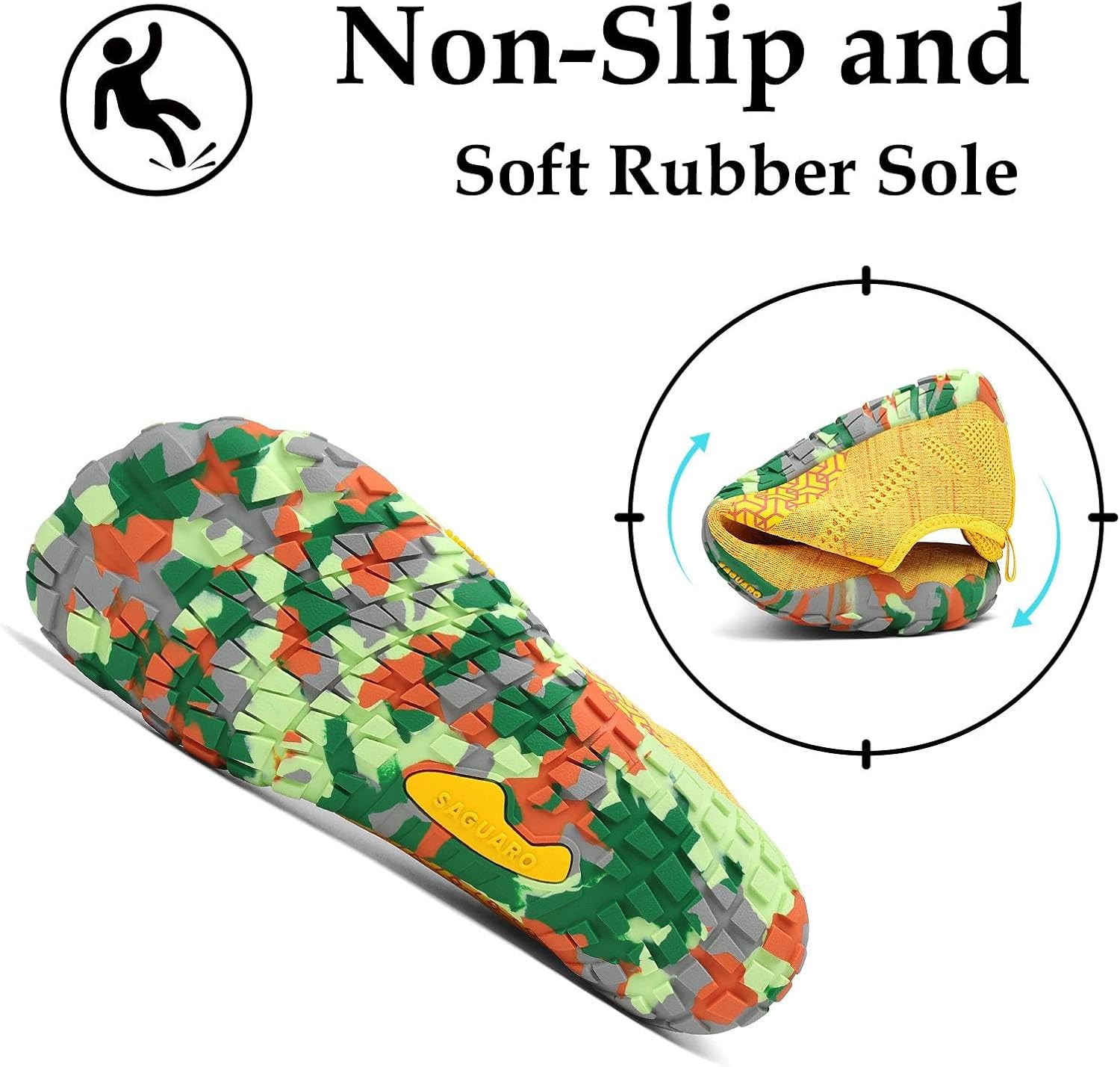 Detalle de SAGUARO Zapatillas Barefoot para Hombre/Mujer - Minimalistas, Zero Drop, Antideslizantes (Amarillo, 38 EU)