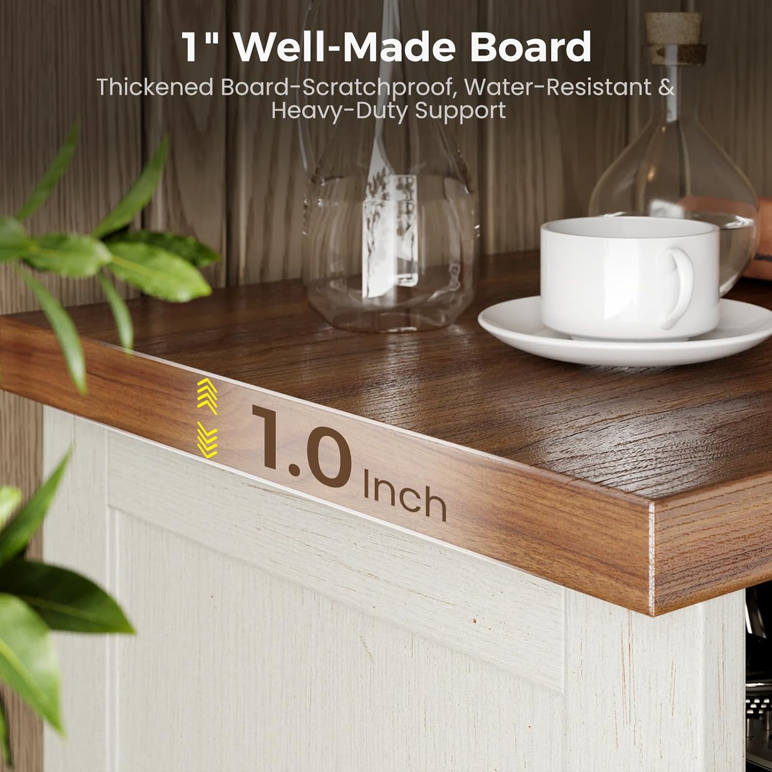 Thumbnail 5 de Casaottima 0724FXAJARN Farmhouse TV Stand for 65-Inch TVs with LED Lighting