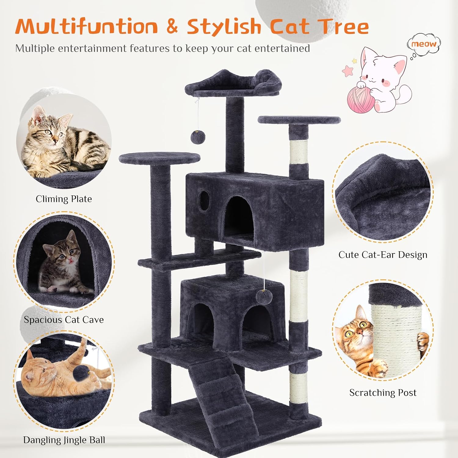 Detalle de Aidoly Cat Tree 54-Inch
