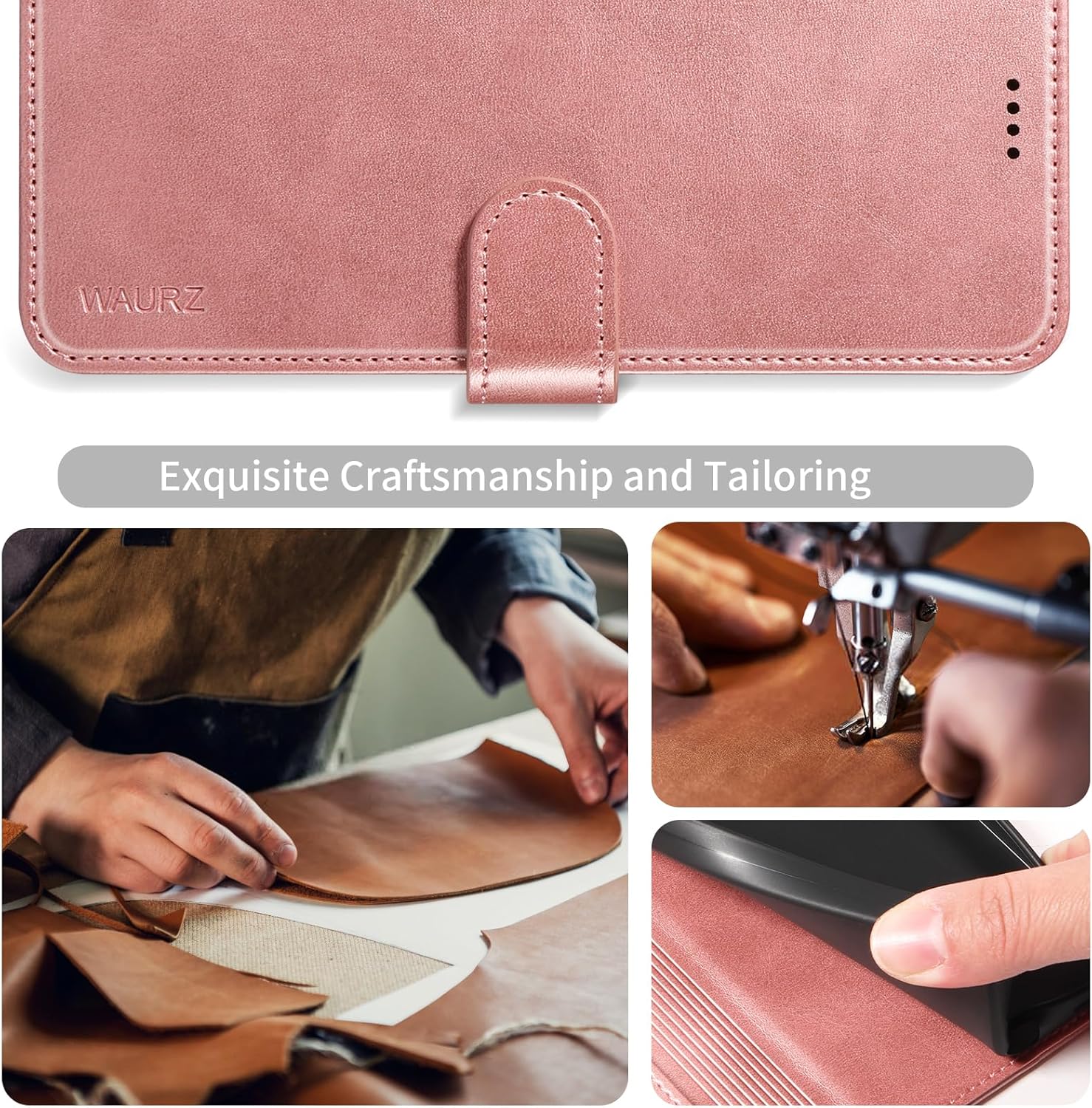 Thumbnail 1 de WAURZ Cover a libro in pelle per Samsung Galaxy A36 5G (rosa) con protezione schermo e porta carte