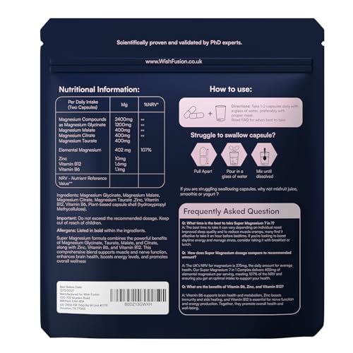 Thumbnail 7 de Wish Fusion Magnesium Glycinate 7 in 1 – 120 Capsules