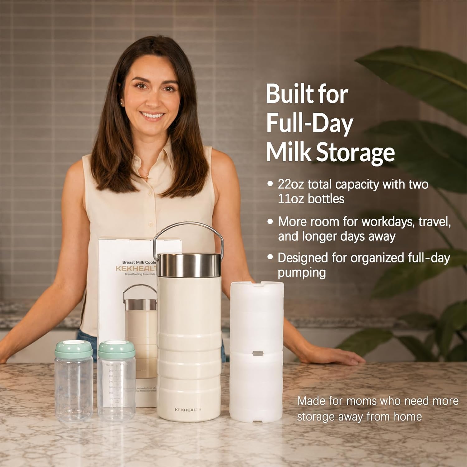 Thumbnail 6 de KEKHealth Portable Breast Milk Cooler (24-hour cooling) with 650ml capacity and 2 storage bottles