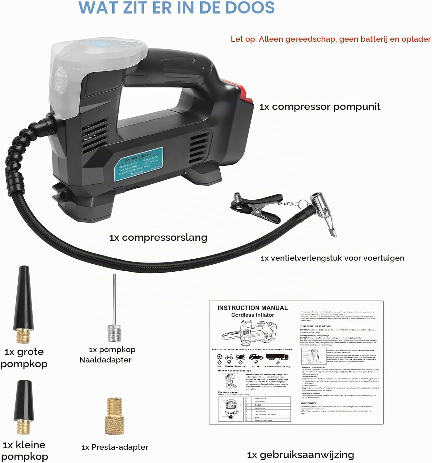 Thumbnail 6 de Powarobor UPUMP-WTL1020 draadloze luchtcompressor, 150 psi, automatische stop