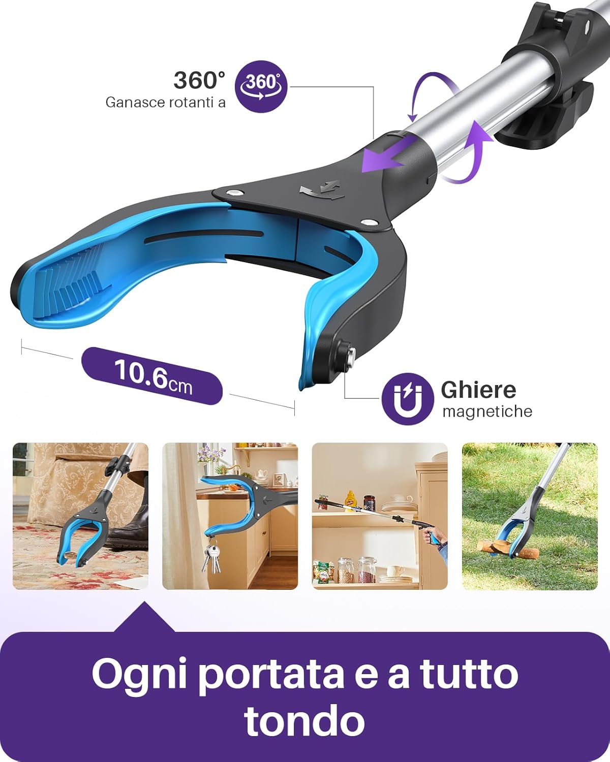 Thumbnail 2 de Kekoy Pinza Telescopica per Anziani in Alluminio 81 cm con Punta Magnetica