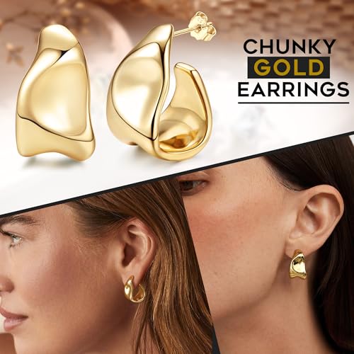 Detalle de Adramata Ohrringe Gold Damen Ohrringe Silber 925 Chunky Creolen
