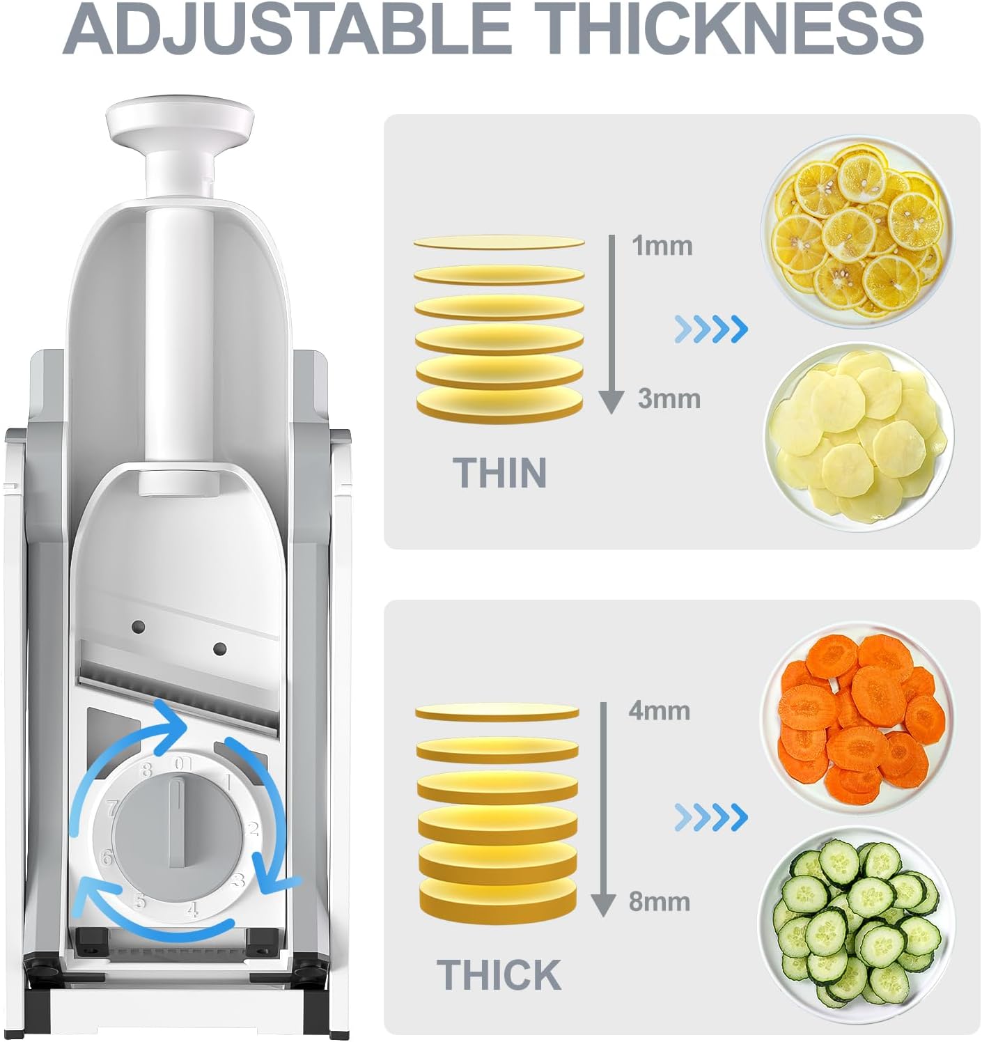 Detalle 2 de SupMaKin Safe Mandoline Slicer for Kitchen (Thickness Adjustable 0.1-8 mm) — Only Slicer