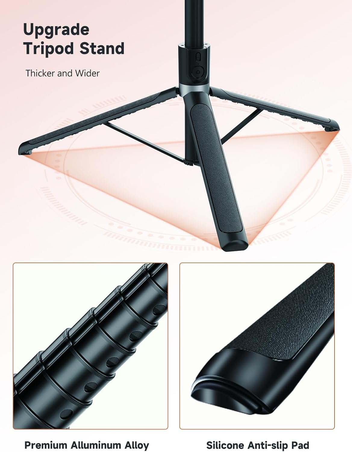 Detalle de QIVORO 71"/180cm Phone Tripod: Portable, Extendable Selfie Stick and Tripod for Phone or Camera