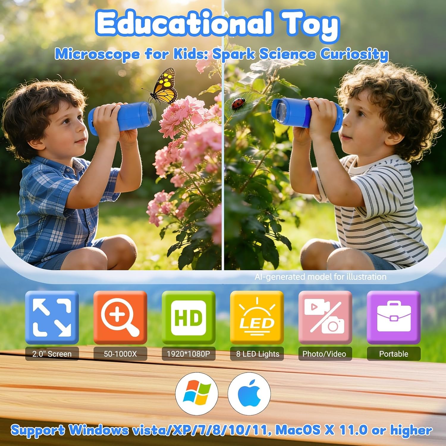 Thumbnail 1 de Pozifu 1000X Handheld Microscope for Kids: Pocket Digital Microscope with 1080P & 2.0" IPS Screen