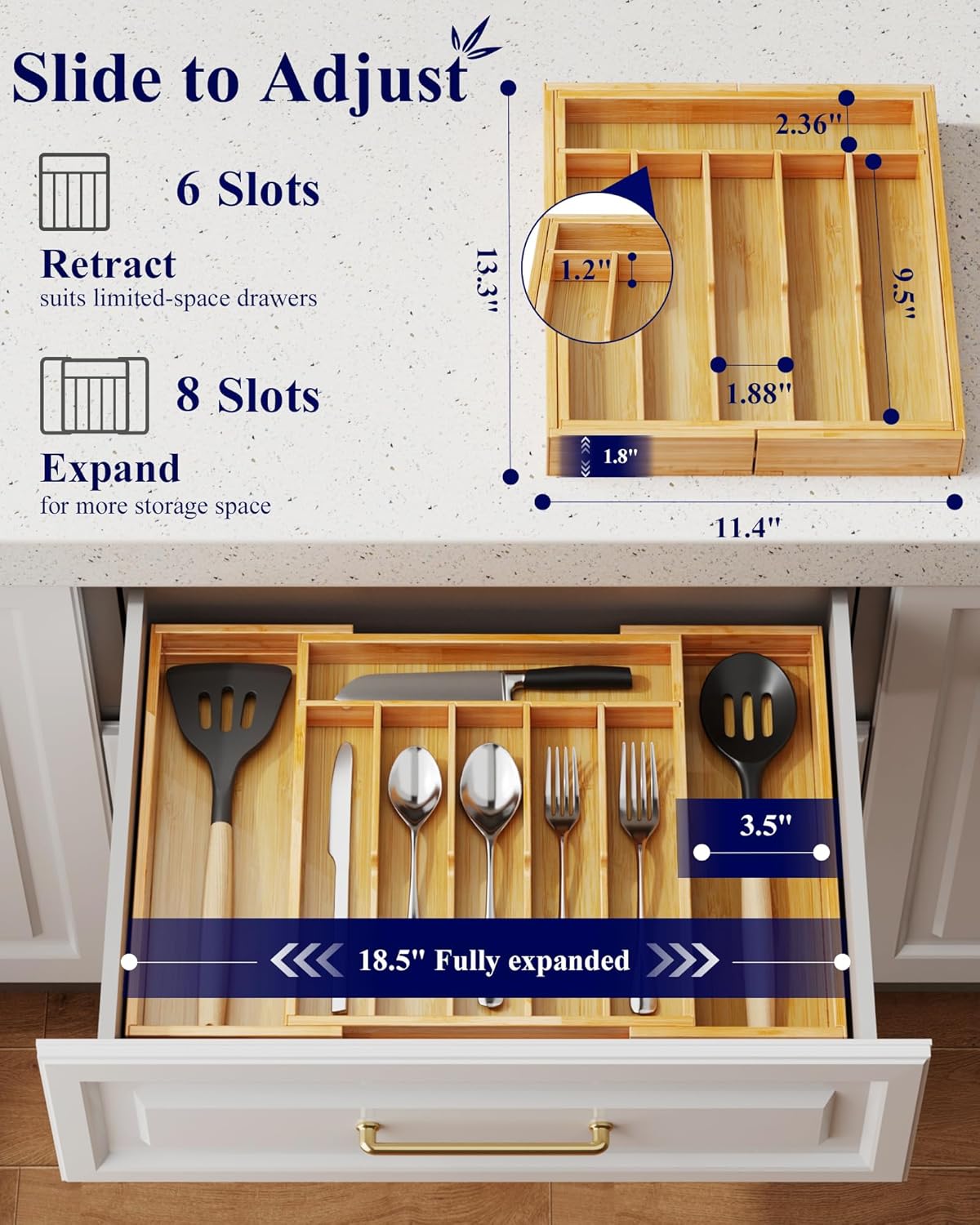 Detalle de Kitsure Silverware Organizer expandable