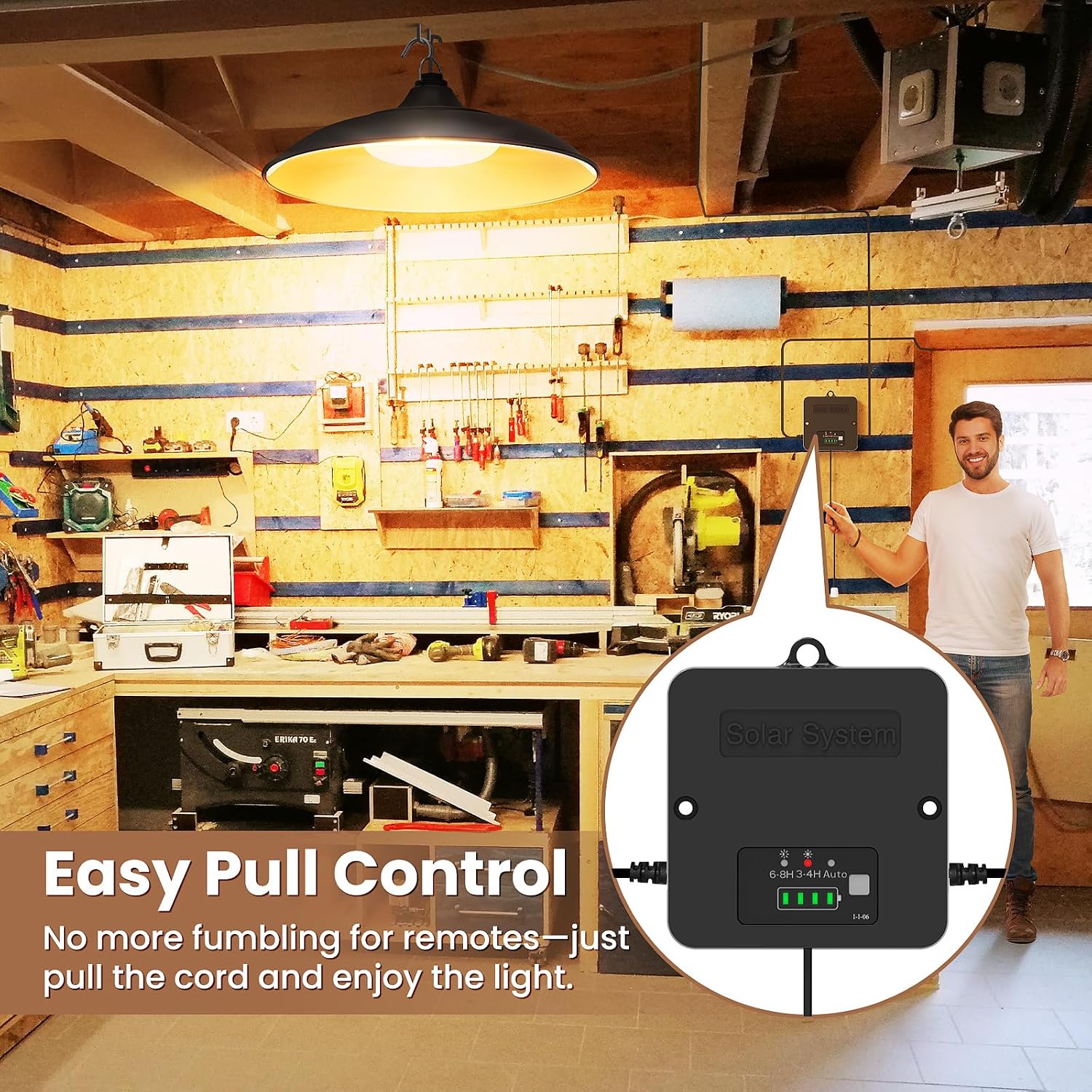 Thumbnail 1 de APILAB Solar Shed Pendant Light, 2000LM, 3000K, 3 Modes, IP65