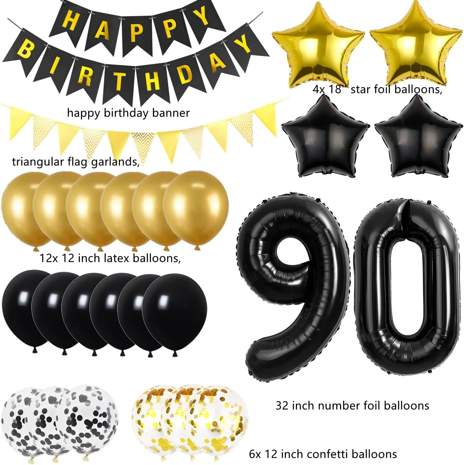 Detalle 2 de Hopewey 90. Geburtstag Ballonset 57-teilig đ