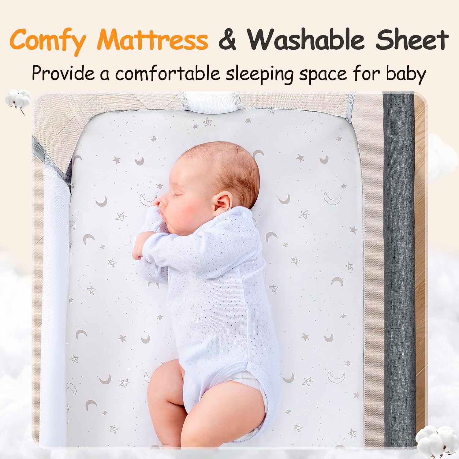 Detalle de Ezebaby Bedside Bassinet with 7 Height Positions