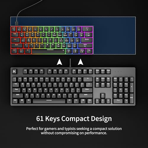 Detalle de NEWMEN GM611 Gaming Keyboard, 60% Mechanical with Red Switches