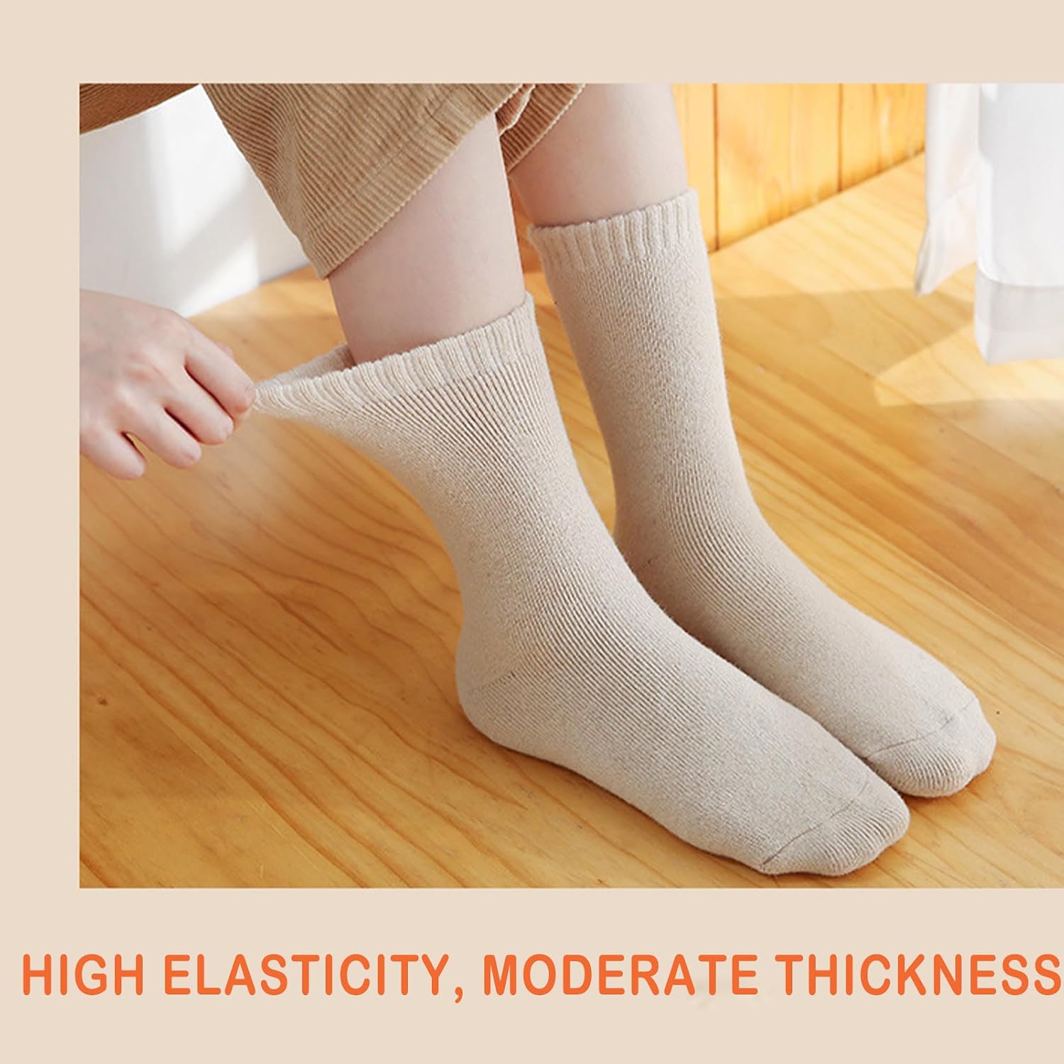 Detalle de VoJoPi Wool Socks for Women, 5 Pairs, Fuzzy Terry Lining, Size 5–10