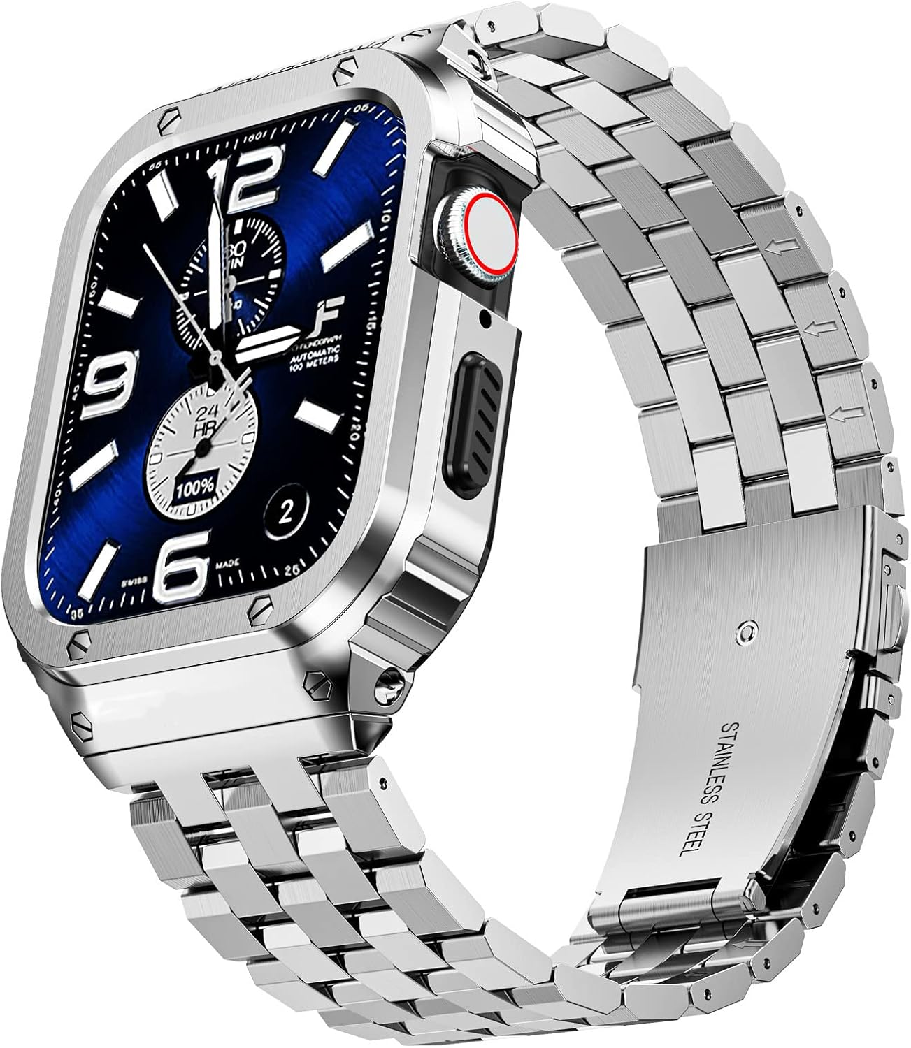 SUPLINK Stainless Steel Case with Strap for Apple Watch Ultra 3/2/1 & SE 3/2/1 & Series 11–1 (49–38mm)