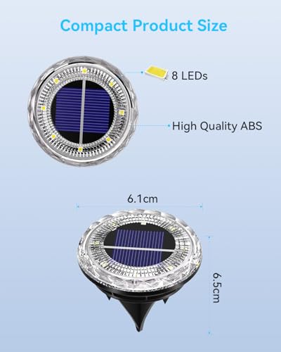 Detalle de ArsMotin Luci Solari da Giardino da Incasso, 8 LED 3000K, 12 pezzi IP65 per esterni
