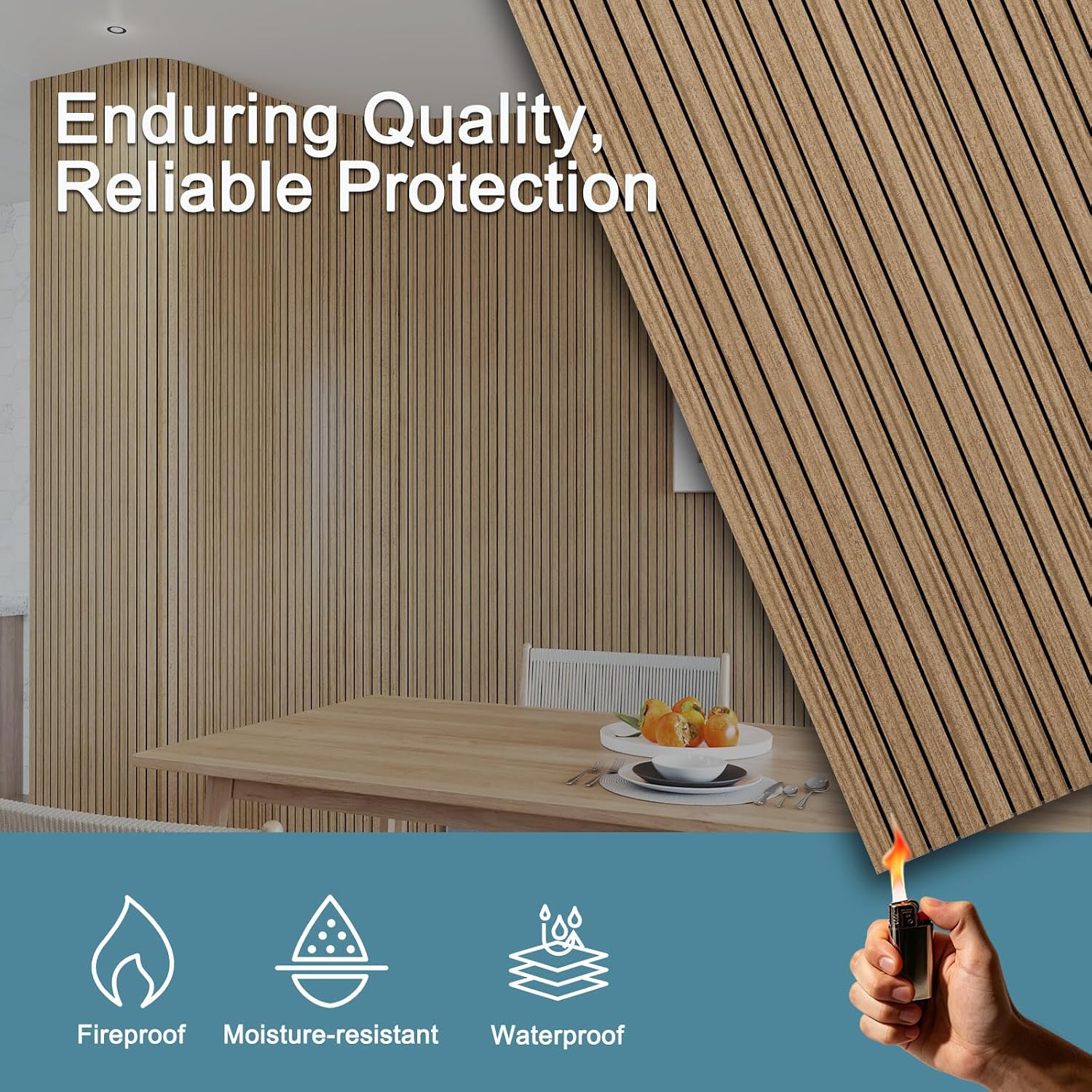 Detalle 2 de AKUMAX AM -3D05-Teak-8mm-8P Flexible Acoustic Wall Panels, Teak Veneer