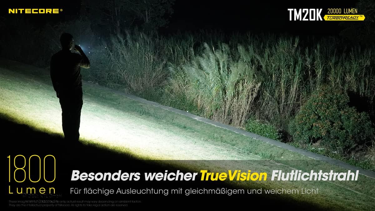 Detalle 1 de Nitecore Tiny Monster 20k – latarka LED 20 000 lm, aluminiowa, akumulatorowa