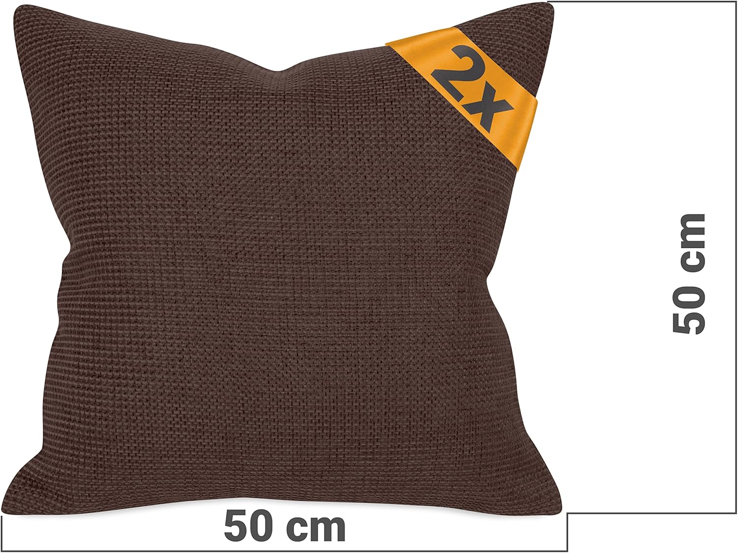 Thumbnail 2 de Housses de coussin npluseins Lot de 2 50x50 cm – Motif texturé marron chocolat