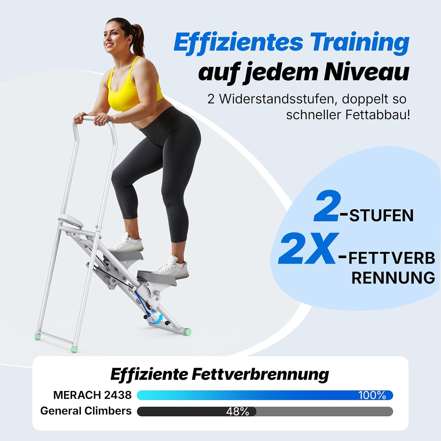 Detalle de MERACH 2026 Stair Stepper für Zuhause – kompakter Ganzkörper-Cardio-Climber mit verstellbaren Pedalen und Lenker