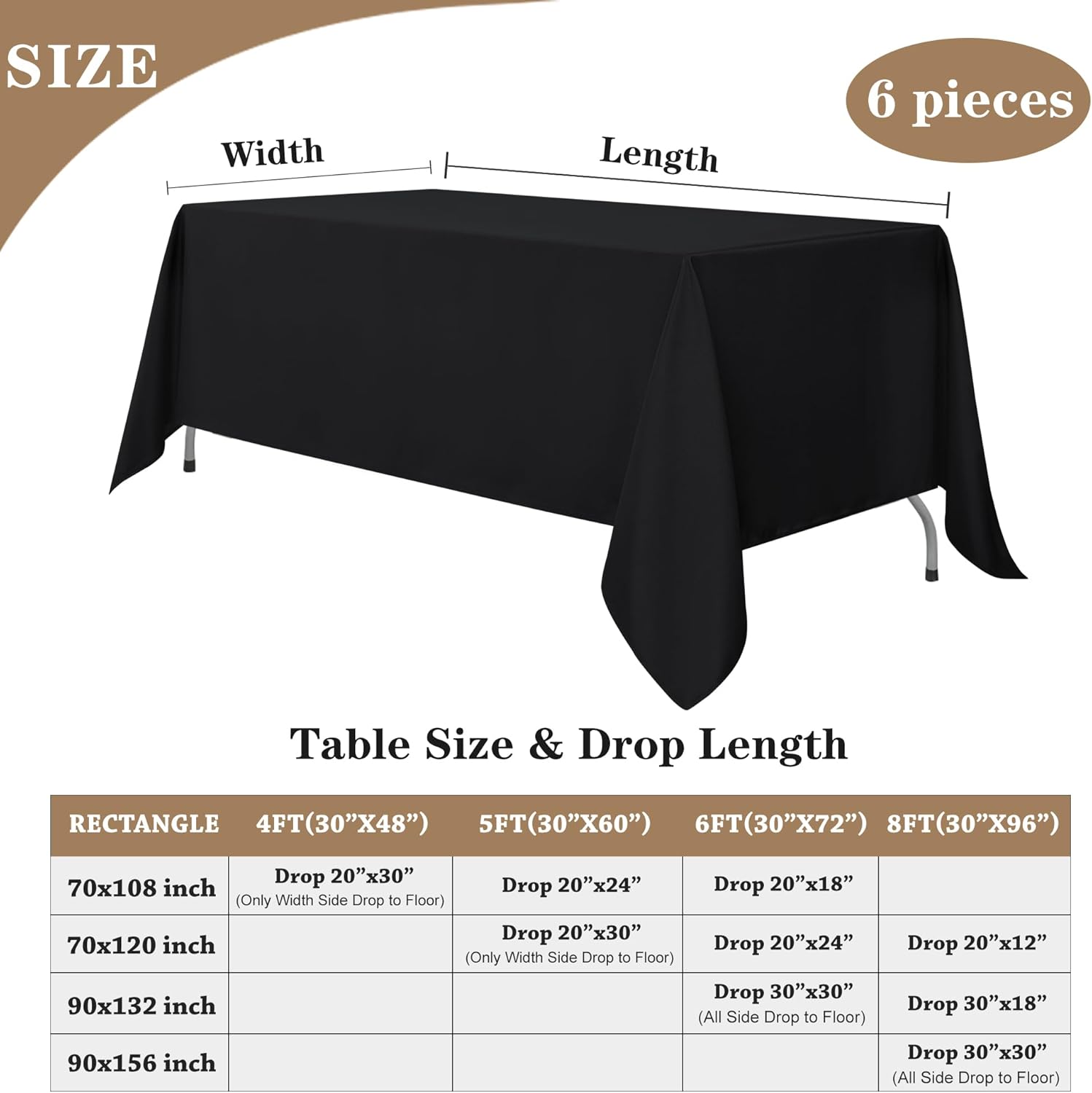 Thumbnail 3 de Fitable Tablecloths 70 x 120 Inches 🍽