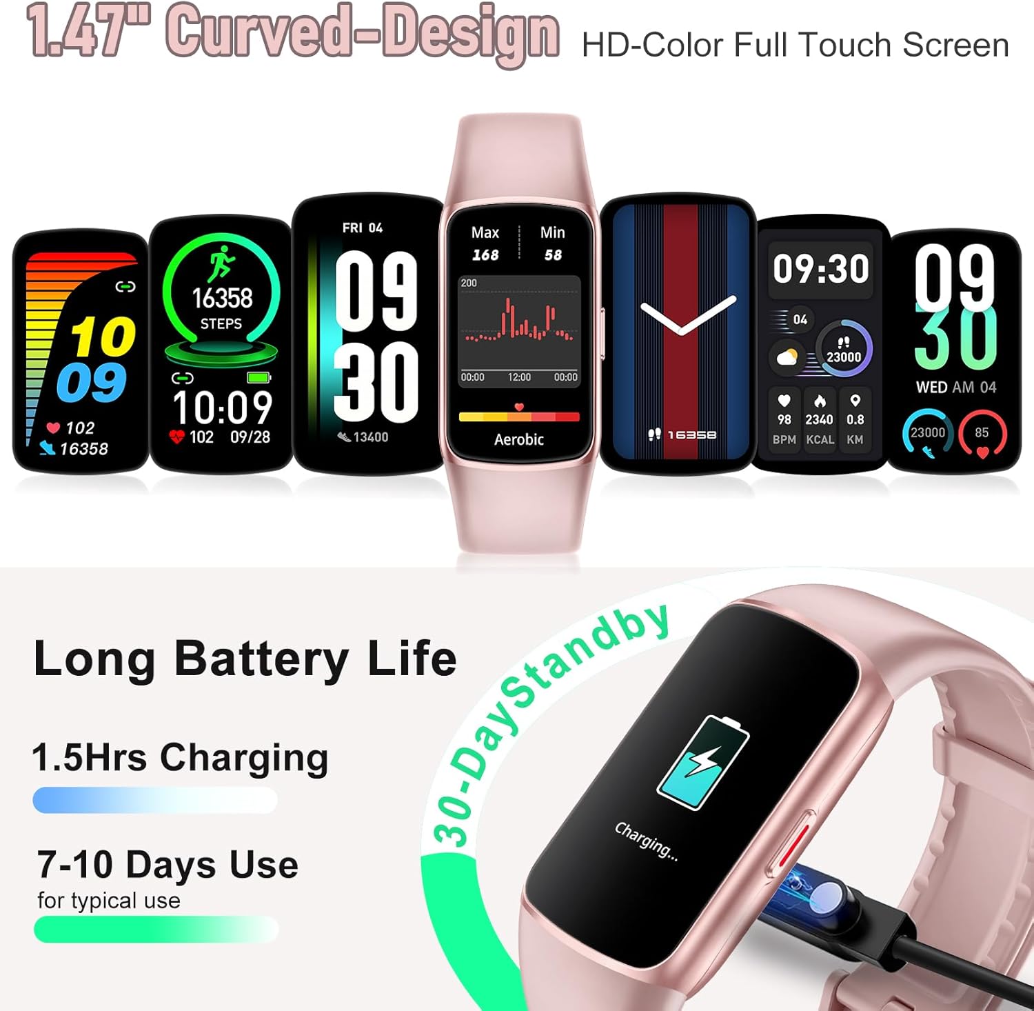 Thumbnail 5 de Zeacool Fitness Tracker with 24/7 Heart Rate, SpO2 & Sleep Monitor (Pink)