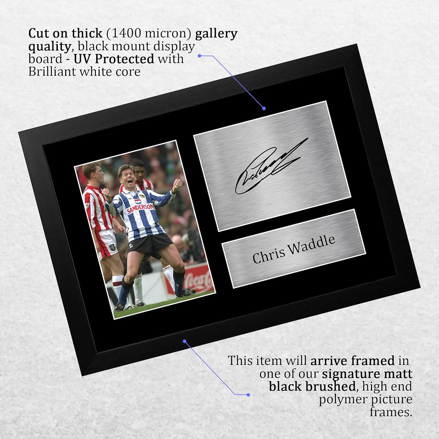 Thumbnail 2 de Chris Waddle Sheffield Wednesday A4 framed signed autograph photo gift (HWC Trading)