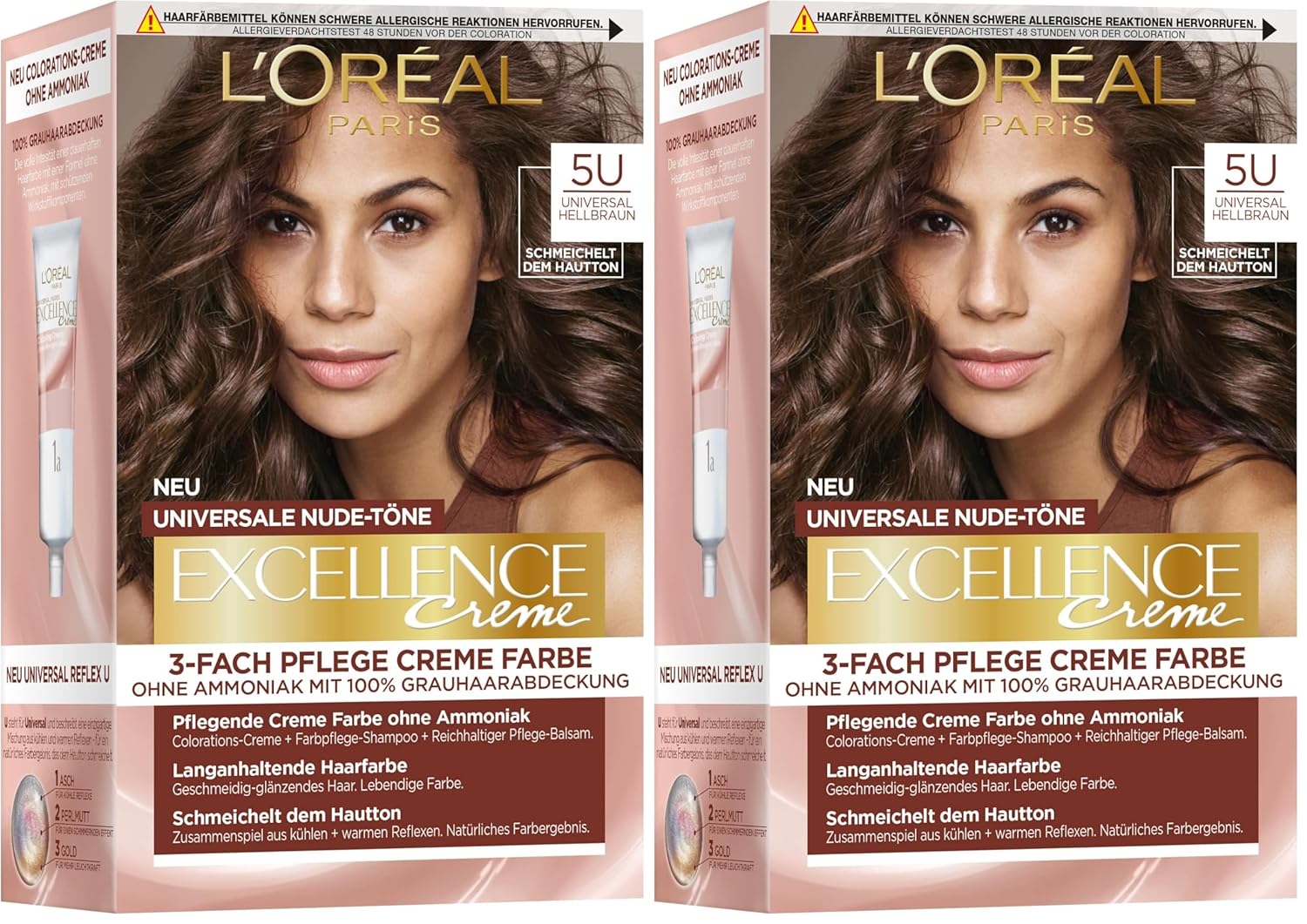 Detalle de L’Oréal Paris Excellence Creme Nr. 5U Hellbraun – Permanente Haarfarbe ohne Ammoniak