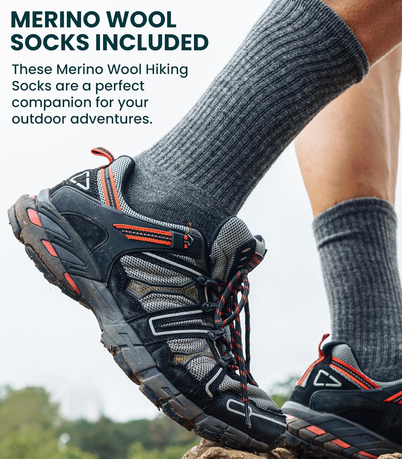 Thumbnail 4 de Merino.tech Merino Wool T Shirt Mens – Lightweight Base Layer with Merino Wool Hiking Socks