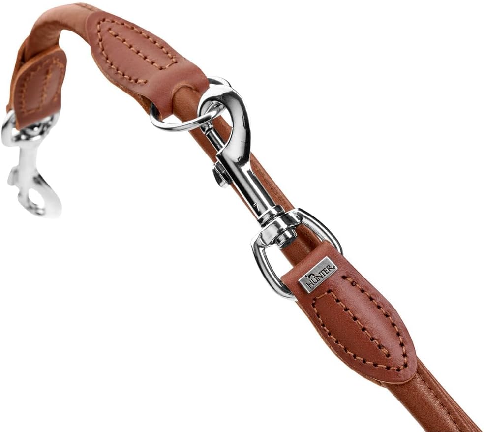 Detalle de Hunter Verstellbare Hundeführleine Round & Soft Canadian UP – Cognac, 200 cm, Made in Germany