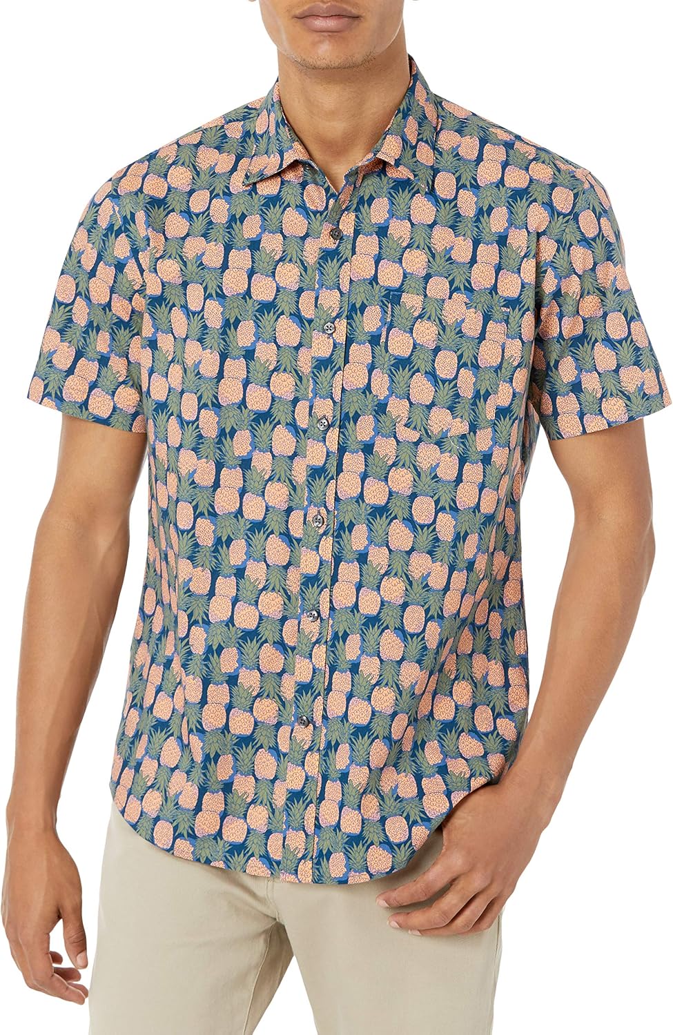 Detalle de Amazon Essentials Men's Short-Sleeve Button-Down Print Shirt