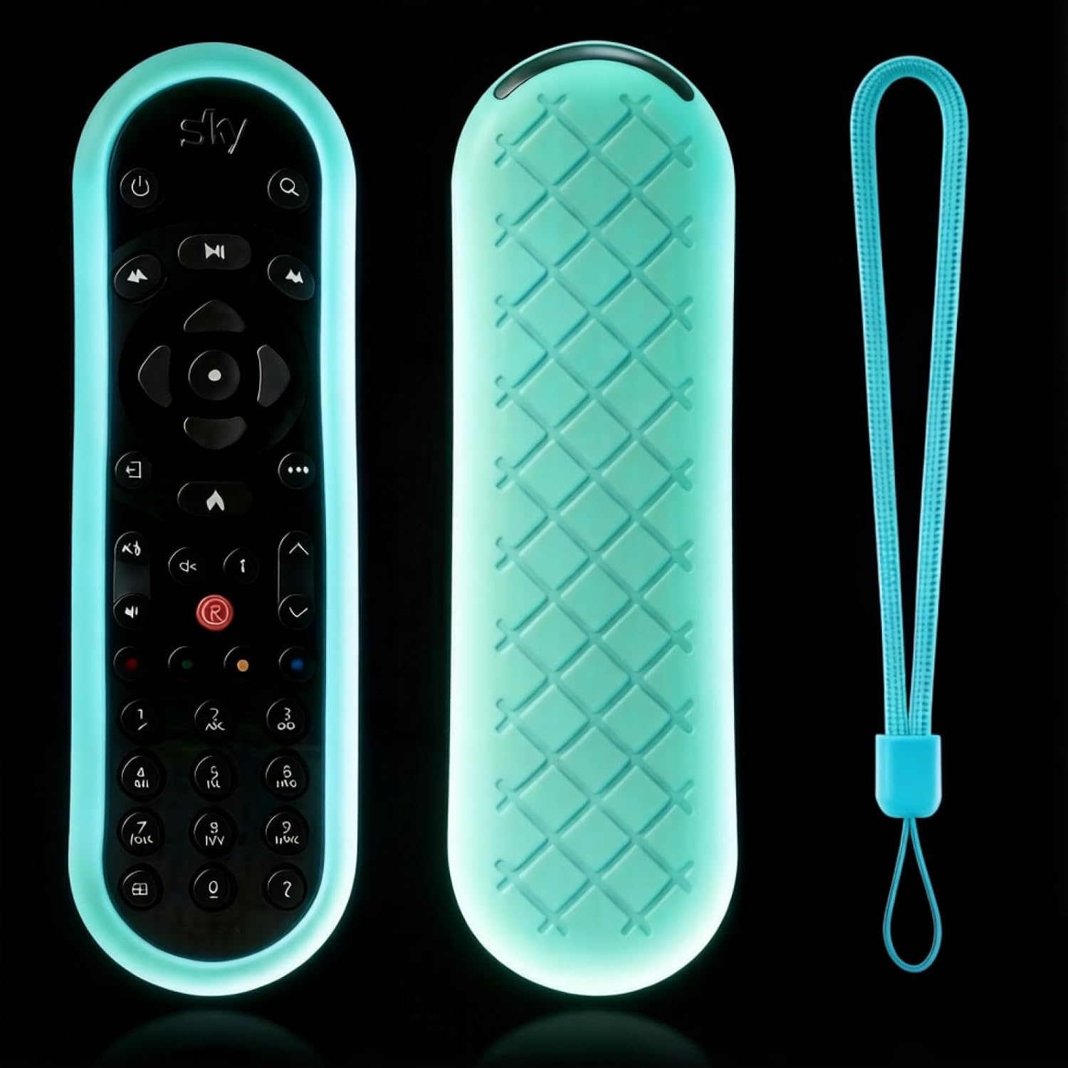 Detalle de Glow-in-the-Dark Silicone Cover for Sky Q Remotes (EC201/EC202/EC302, SKY135) with Anti-Lost Lanyard