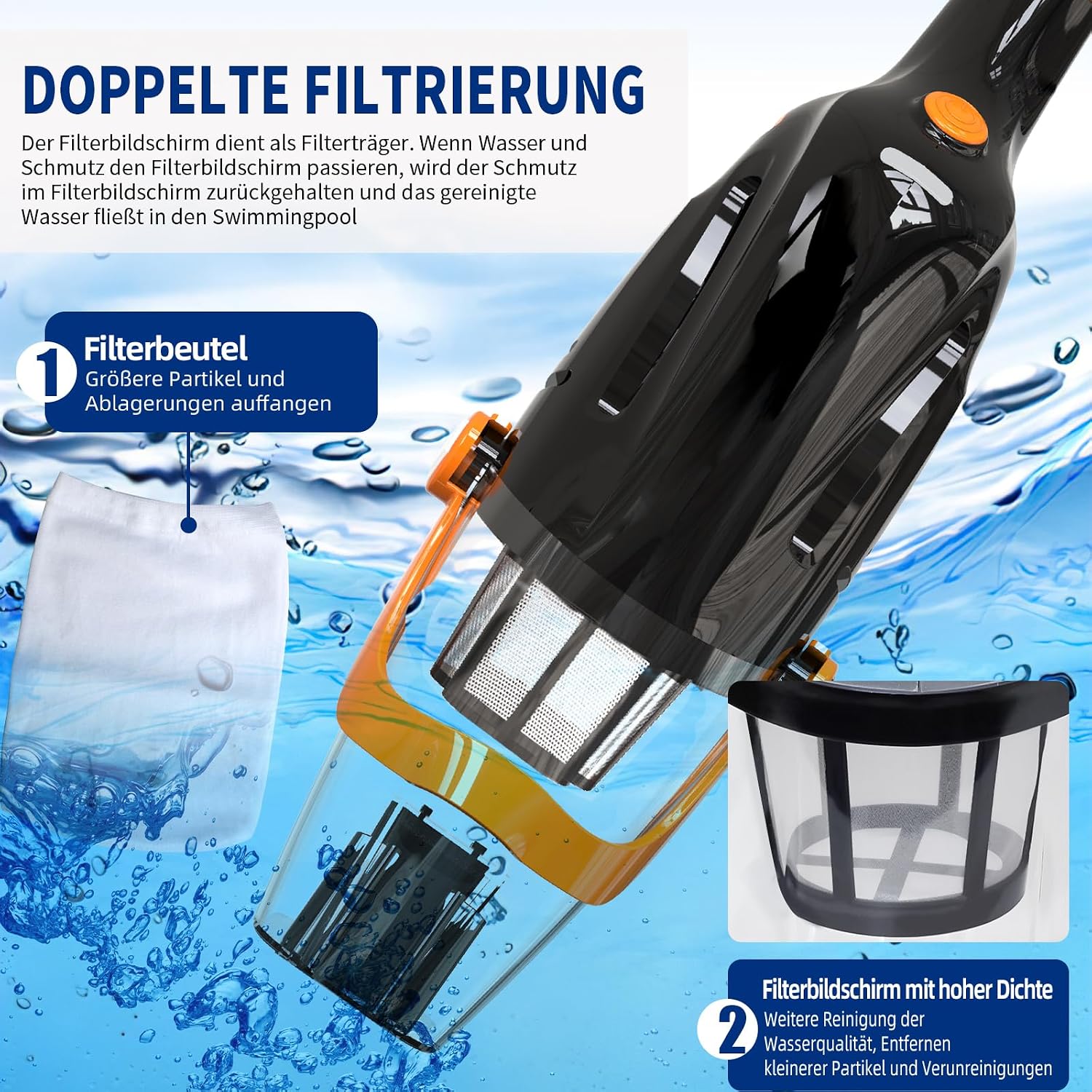 Thumbnail 2 de PoolyPoly 2026 Poolsauger mit Akku – kabelloser Bodensauger für Pools, Spas und Whirlpools