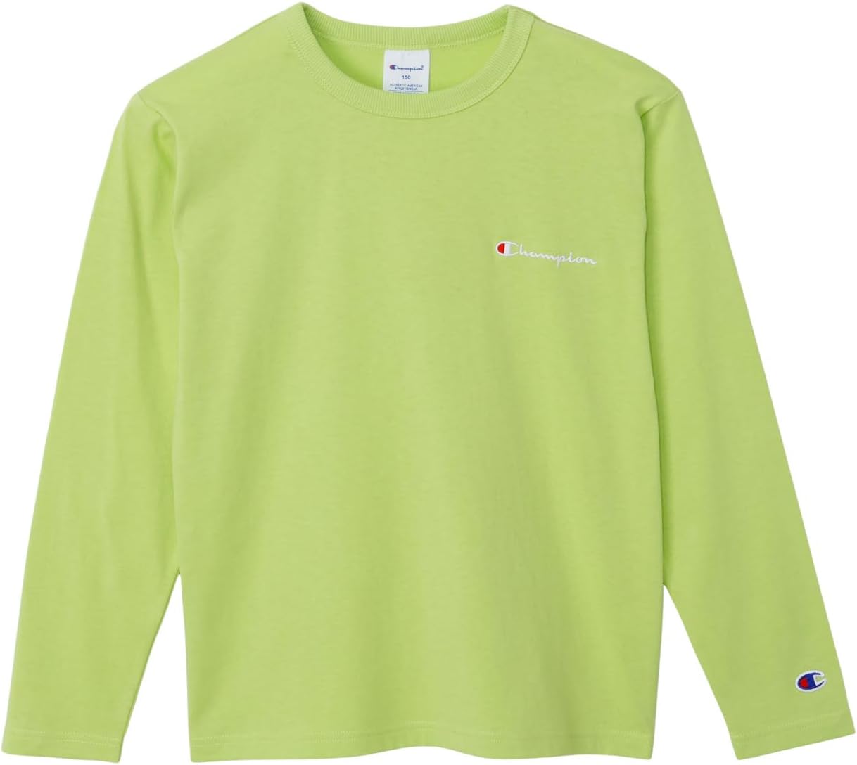 Detalle de Champion CKSY404Z キッズ長袖Tシャツ 綿100%・バインダーネック・左胸ロゴ刺繍