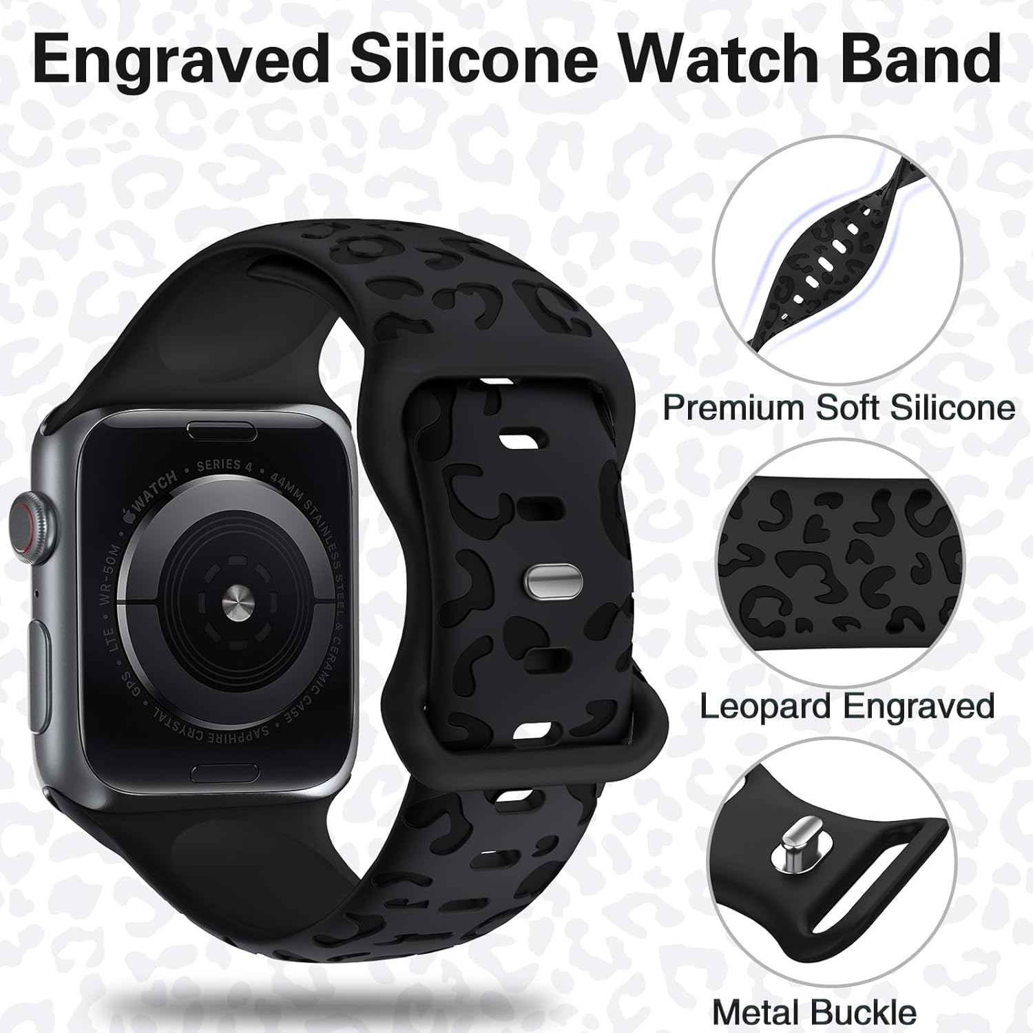 Thumbnail 2 de Towsnails Leopard Print Silicone Sport Band for Apple Watch (38–42mm): A comfortable, breathable replacement strap