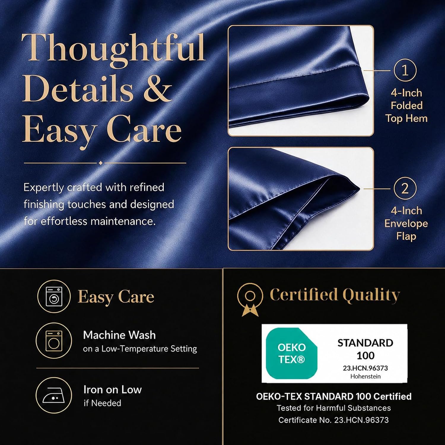 Detalle 2 de CozyLux Satin Sheet Set, Queen