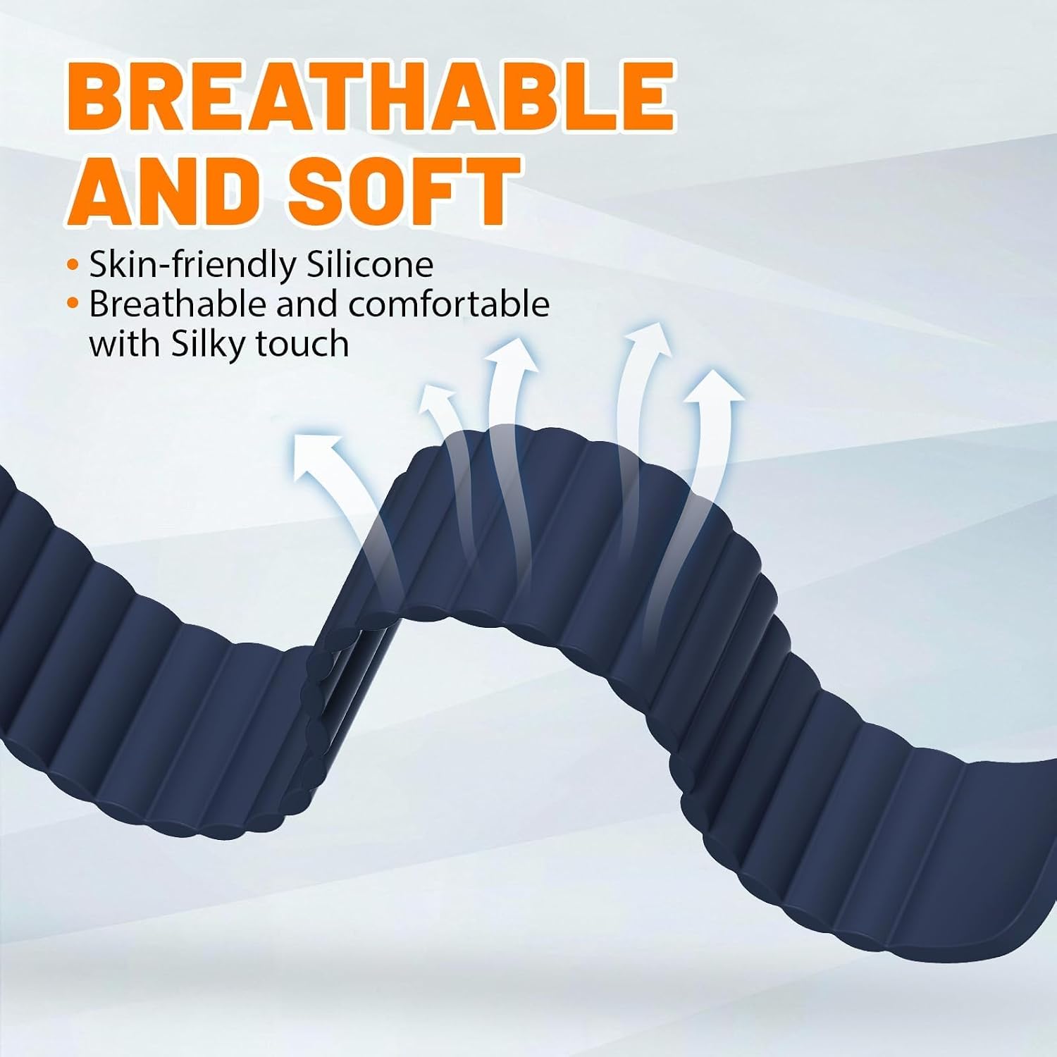Detalle de Magnetic Sport Bands for Apple Watch – Silicone Loop Strap, 40/38mm to 49mm, Magnetic Closure