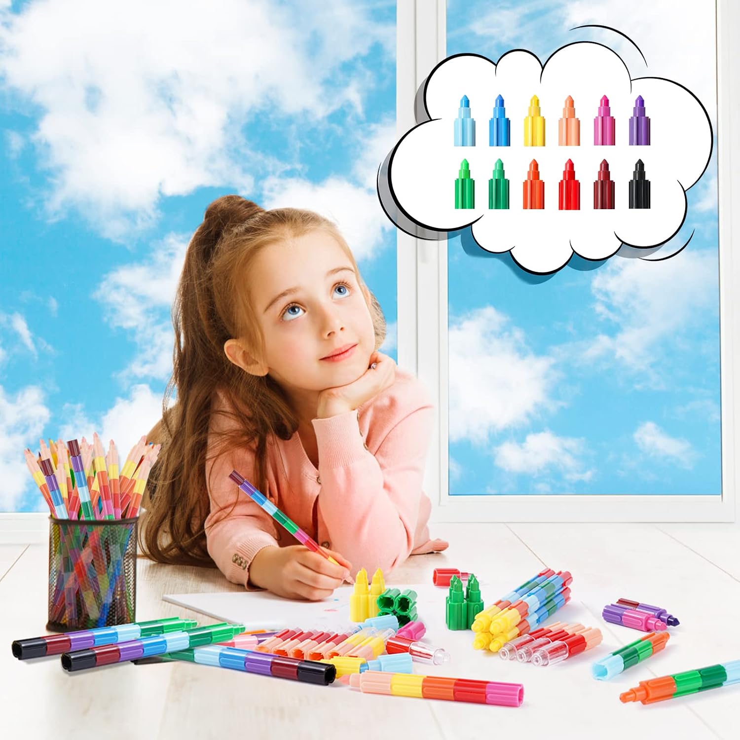Thumbnail 6 de Vicloon Pastelli impilabili 10 pezzi 12 colori