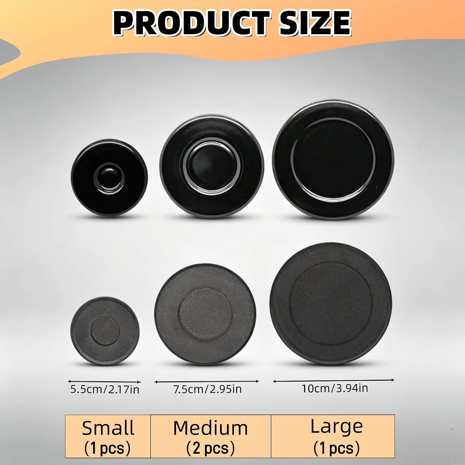Detalle 2 de BANGPEIWQT Gas Stove Burner Cap Set, 4 Sizes for SABAF Cooktops