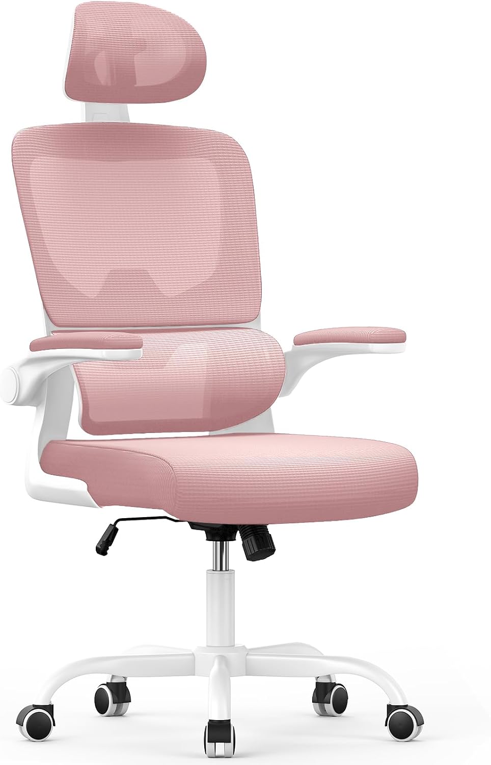 Detalle de naspaluro C020106 High-Back Office Chair, Pink, Adjustable Headrest and Lumbar Support