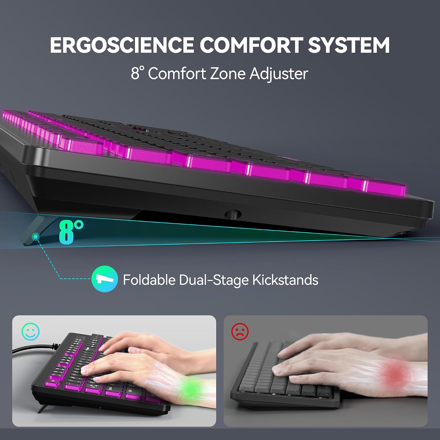 Thumbnail 4 de TECKNET 7-colour Wired USB Keyboard UK Layout