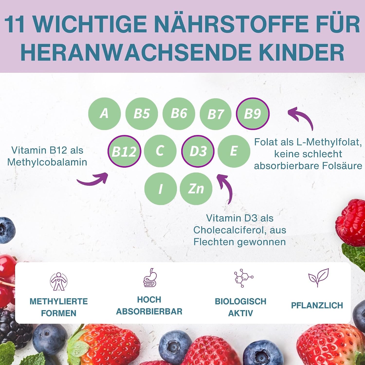 Thumbnail 2 de Igennus Methylierte Multivitamin Fruchtgummis für Kinder – vegan, zuckerfrei, 90 Stück