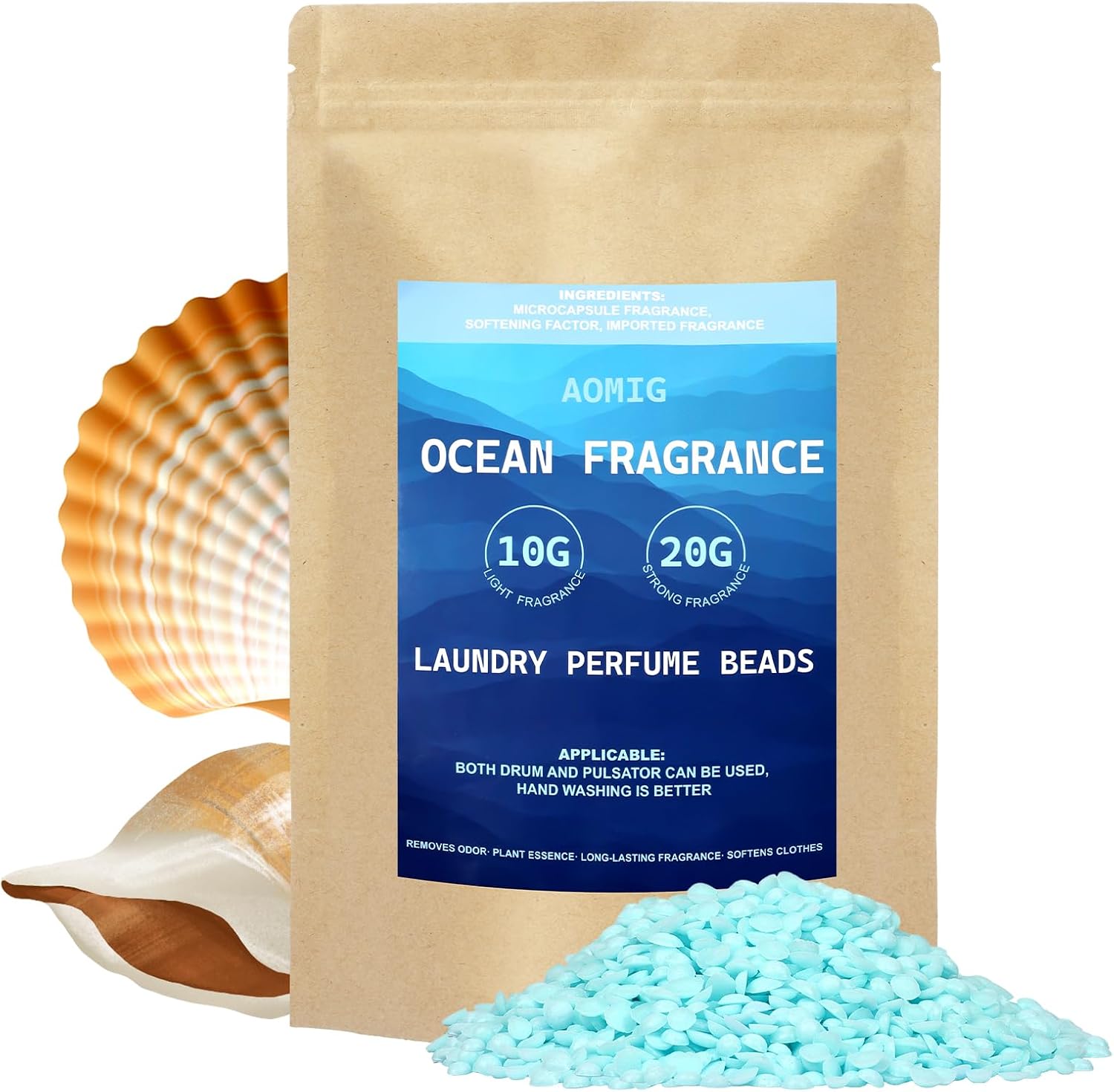 Detalle de Aomig 4758321 perełki do prania Błękitny Ocean, opakowanie 500 g