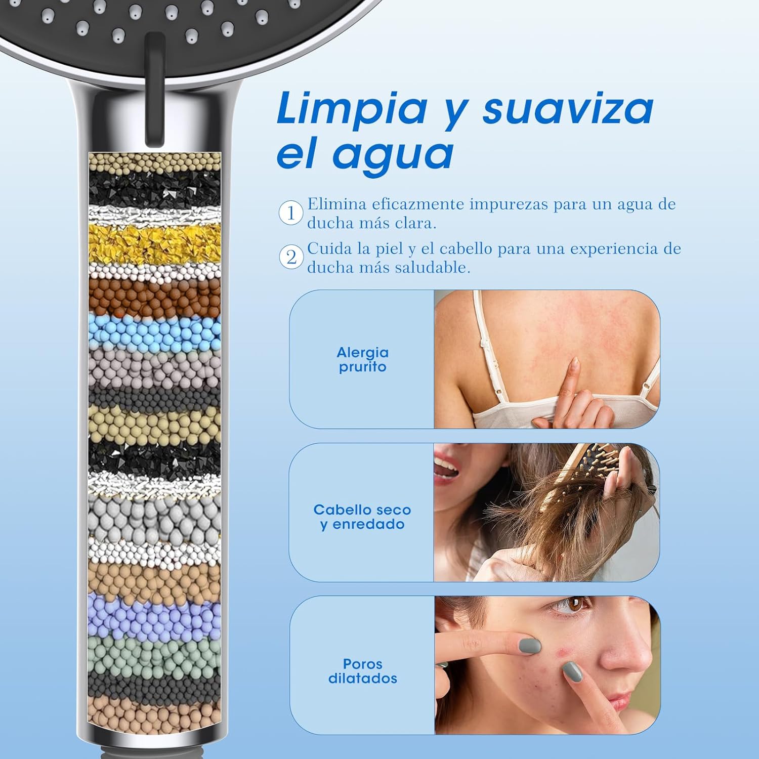 Thumbnail 3 de FASDUNT Alcachofa de Ducha con 5 Modos 🌿️ Ahorro de Agua