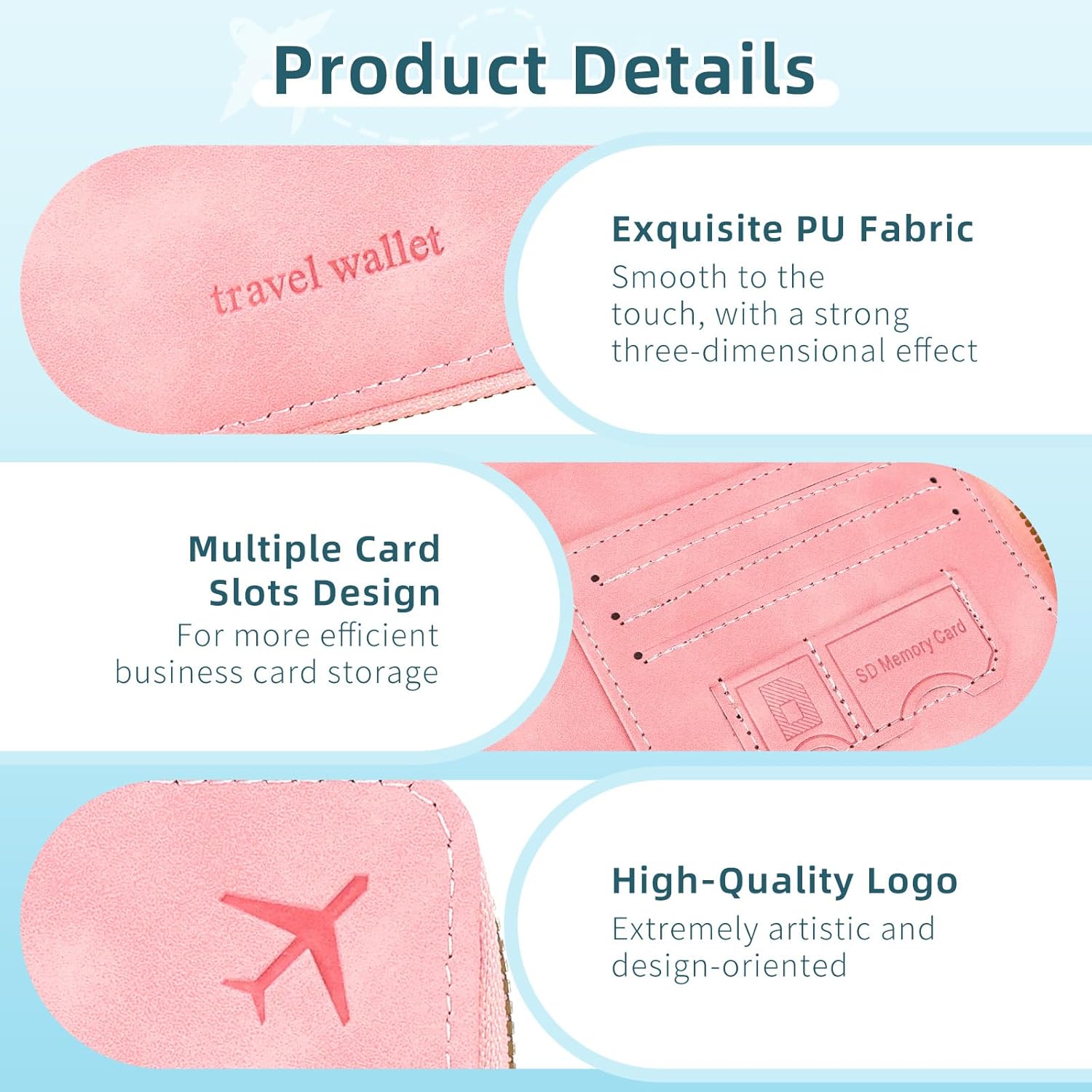 Thumbnail 3 de Zidoley Passport Holder Travel Wallet RFID Blocking in Pink
