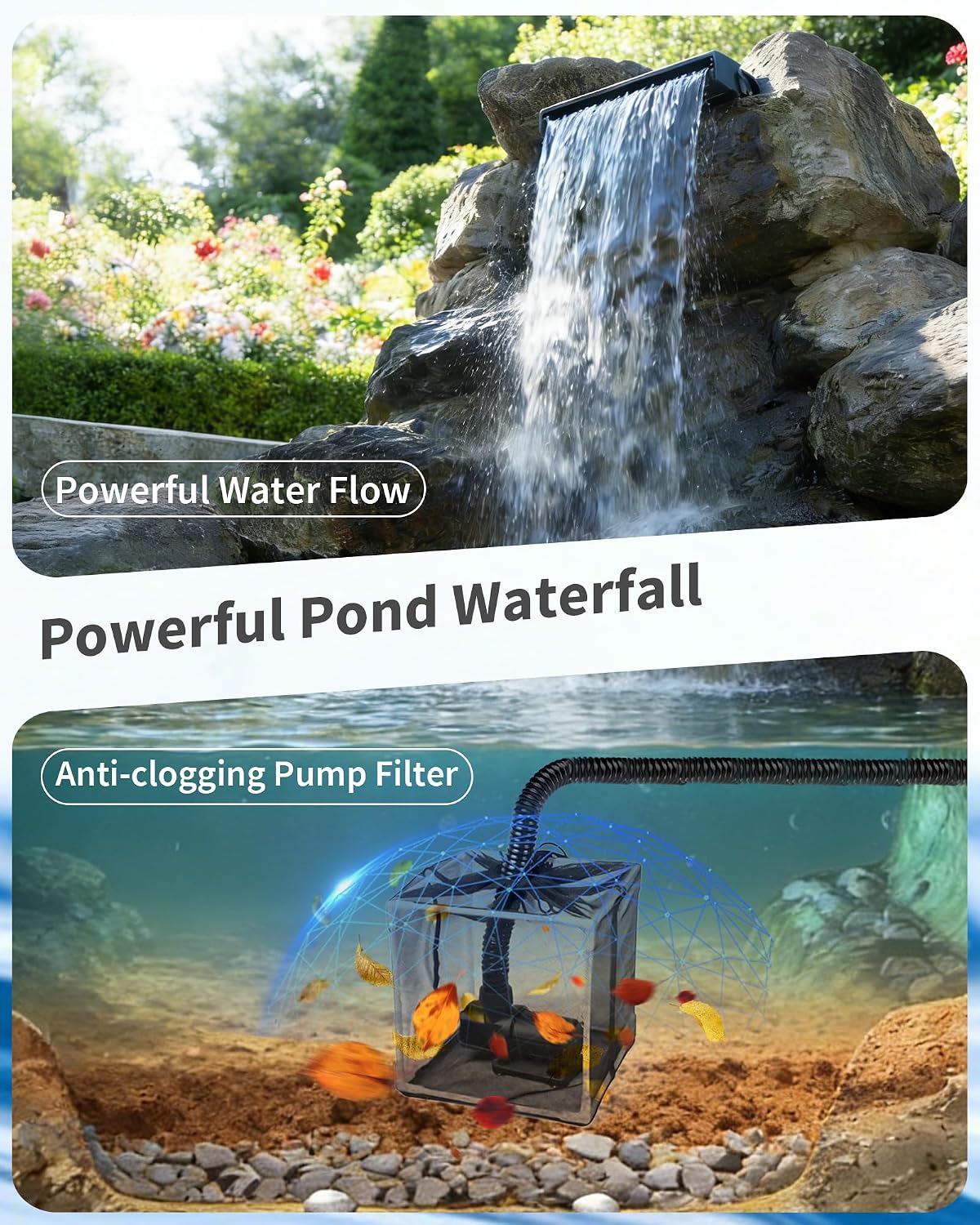 Thumbnail 4 de POPOSOAP Pond Waterfall Kit – All-in-One Garden Pond Spillway with 4500 L/H Submersible Pump (Medium)